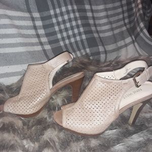 Nine West Genuine Leather Mesh Peep Toe slingback booties